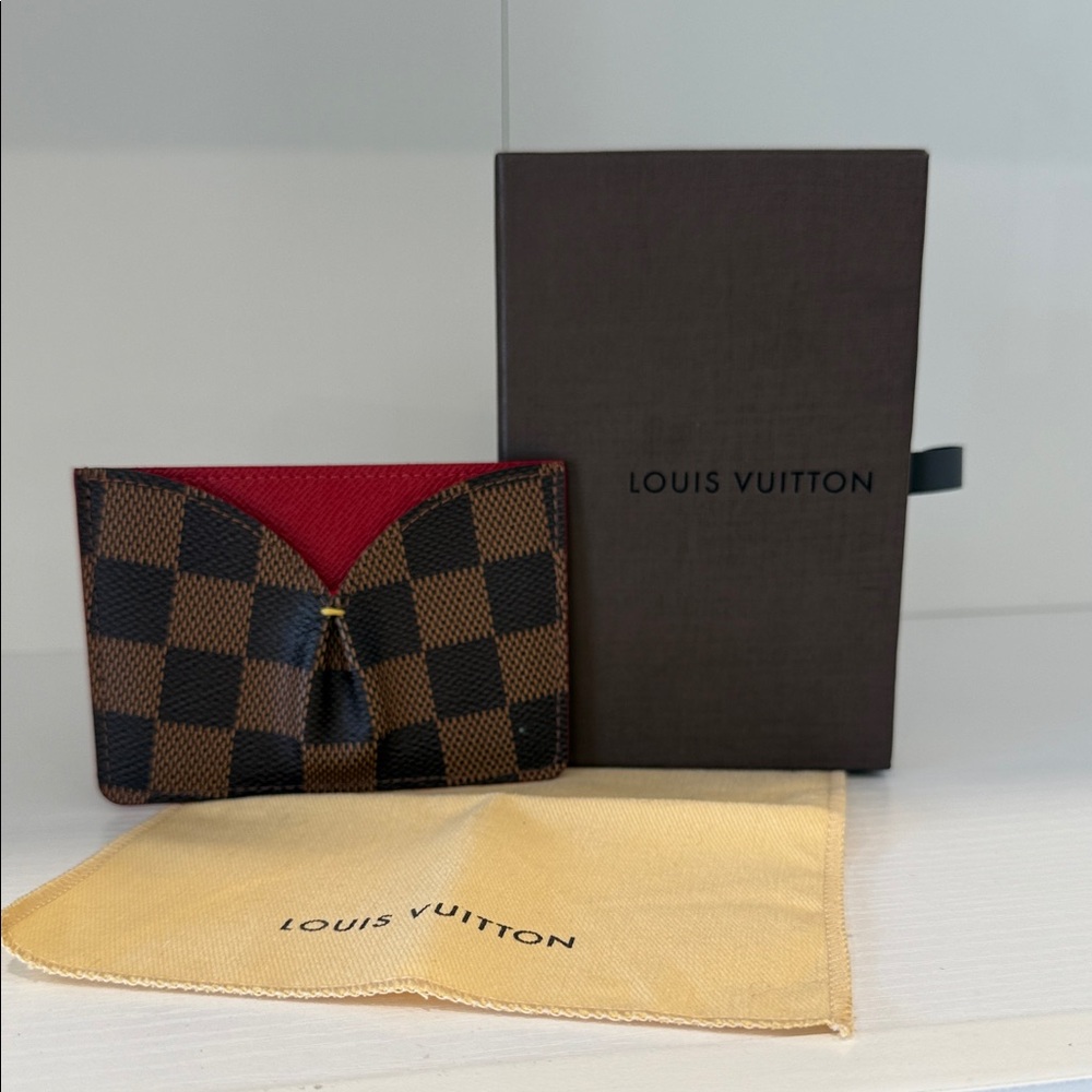 Louis Vuitton Red and Brown Checkered Card Holder
